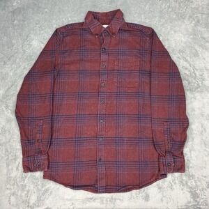 Blake Shelton Lands End Shirt Mens M Tall Red Plaid Flannel Button Up‎ Oeko-Tex